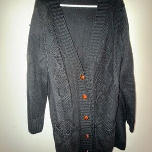 Classic Black Knit Cardigan Sweater